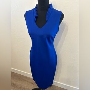Blue Calvin Klein dress.